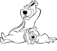 A coloring page of yogi bear